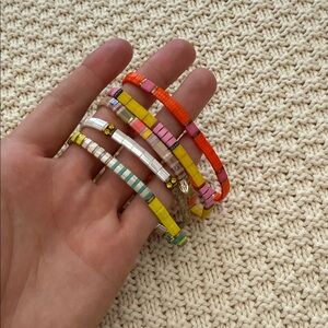 Anthropologie Colorful Chiclet Stretch Bracelet (set of 5)